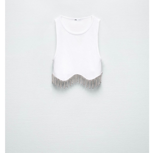 Zara | Tops | Zara Seamless Rhinestone Top Size Ml New W Tags | Poshmark